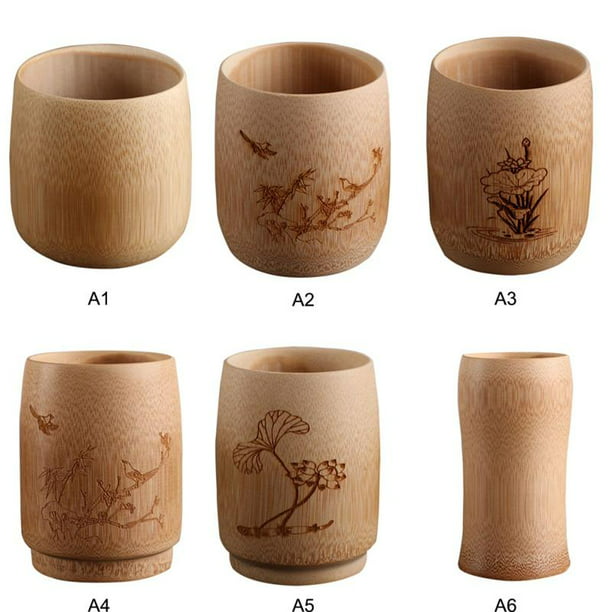 Natural Bamboo Wooden Drinking Cup Tea Beer Coffee Milk Cup Wine Crafts 4.9 x 2 